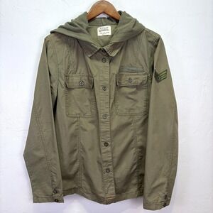 Ashley Outerwear Woman's Hooded Jacket Blouse Size XL Army Green Streetwear‎